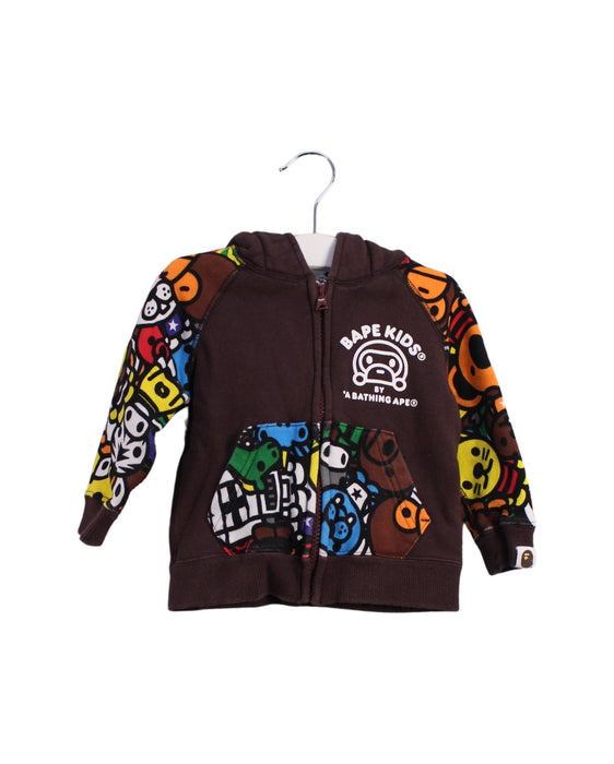 A Brown Zippered Sweatshirts from BAPE KIDS in size 12-18M for boy. (Front View)