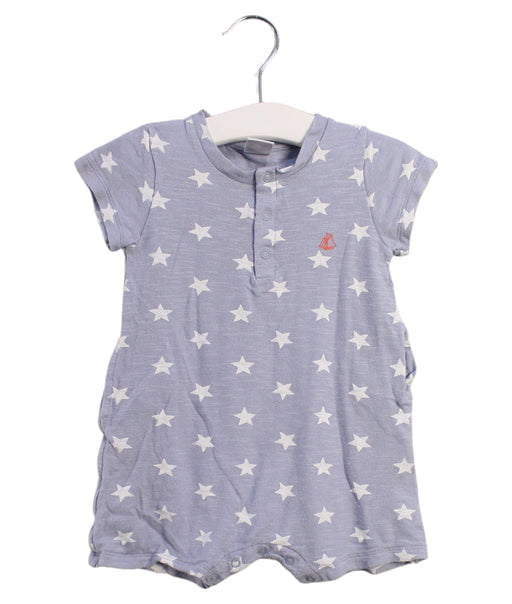 A Blue Rompers from Petit Bateau in size 6-12M for boy. (Front View)