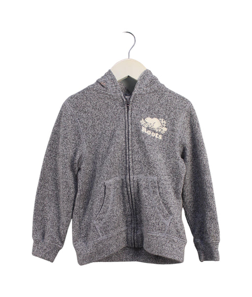 A Grey Zippered Sweatshirts from Roots in size 5T for neutral. (Front View)