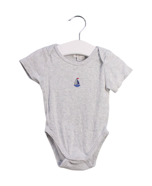 A Grey Short Sleeve Bodysuits from Purebaby in size 0-3M for girl. (Front View)