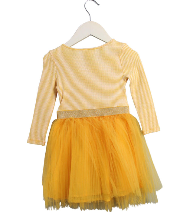 A Orange Long Sleeve Dresses from Seed in size 3T for girl. (Back View)