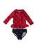 A Red Swim Sets from Nautica in size 12-18M for girl. (Front View)