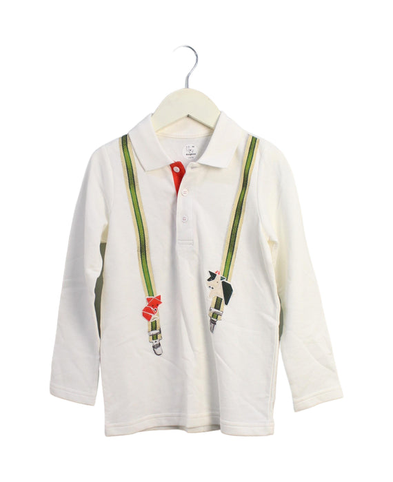 A White Long Sleeve Polos from Kingkow in size 6T for boy. (Front View)