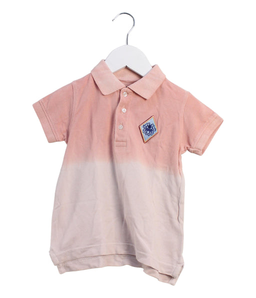 A Pink Short Sleeve Polos from Velveteen in size 3T for boy. (Front View)