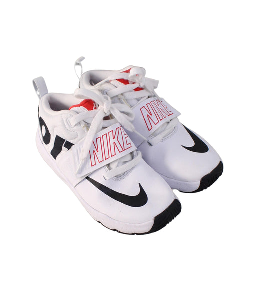 A White Sneakers from Nike in size 7Y for boy. (Front View)
