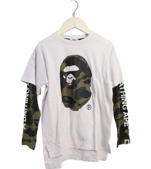 A White Long Sleeve Tops from BAPE KIDS in size 7Y for boy. (Front View)