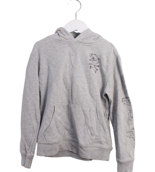 A Grey Hooded Sweatshirts from Polo Ralph Lauren in size 7Y for boy. (Front View)