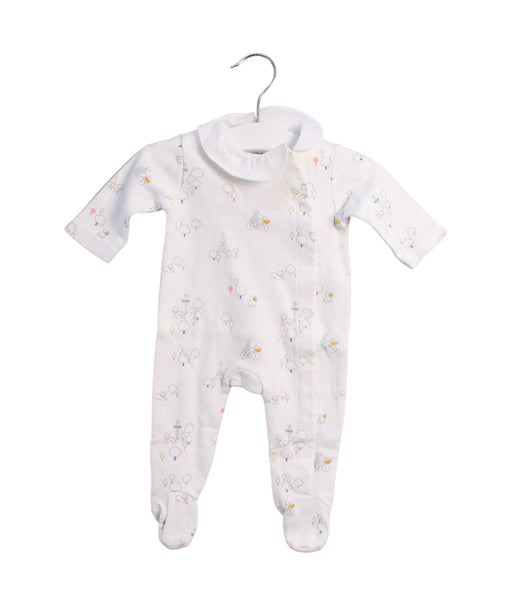 A White Onesies from Jacadi in size 0-3M for girl. (Front View)