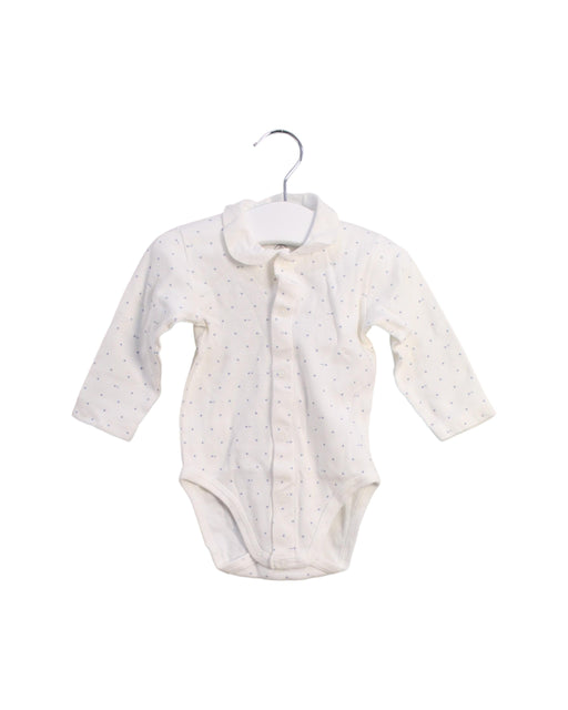 A White Long Sleeve Bodysuits from Petit Bateau in size 3-6M for girl. (Front View)
