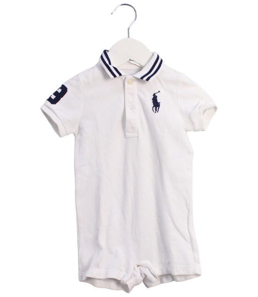 A White Short Sleeve Rompers from Ralph Lauren in size 3-6M for boy. (Front View)