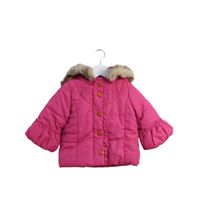A Pink Puffer/Quilted Jackets from Juicy Couture in size 6-12M for girl. (Front View)