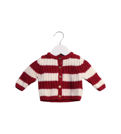 A Red Cardigans from Petit Bateau in size 0-3M for girl. (Front View)