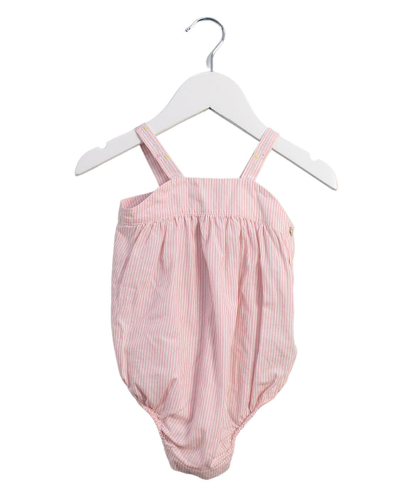 A Pink Sleeveless Bodysuits from Knot in size 6-12M for girl. (Front View)