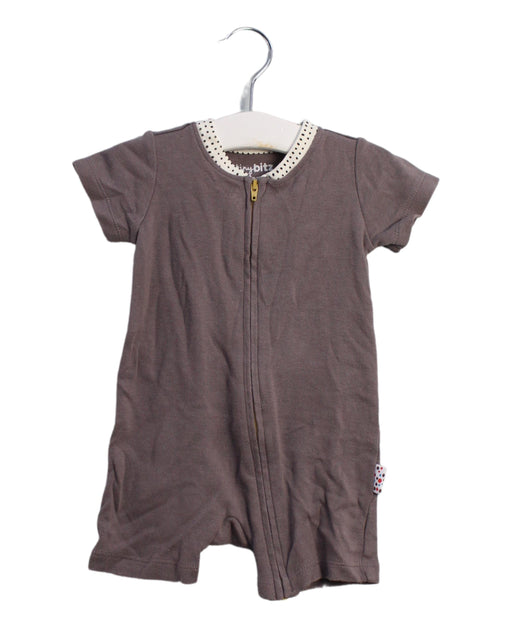 A Brown Short Sleeve Rompers from TinyBitz in size 3-6M for girl. (Front View)