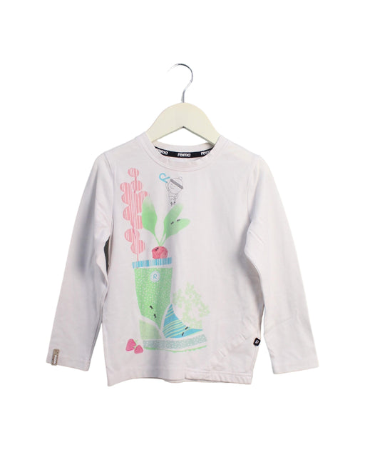 A White Long Sleeve Tops from Reima in size 4T for girl. (Front View)