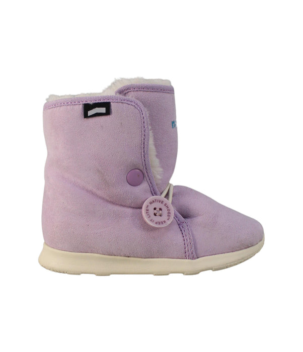 A Purple Winter Boots from Native Shoes in size 3T for girl. (Back View)