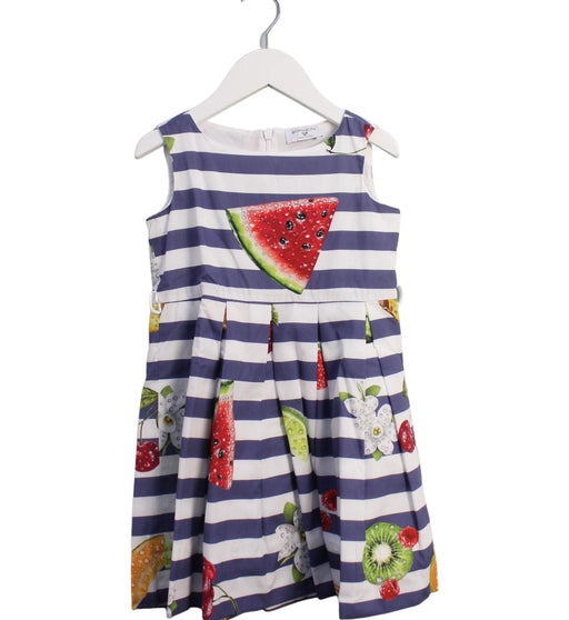 A Blue Sleeveless Dresses from Monnalisa in size 5T for girl. (Front View)