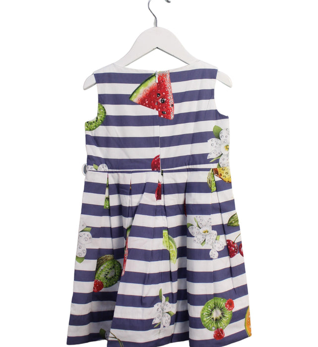 A Blue Sleeveless Dresses from Monnalisa in size 5T for girl. (Back View)