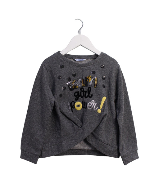A Grey Crewneck Sweatshirts from Mayoral in size 5T for girl. (Front View)