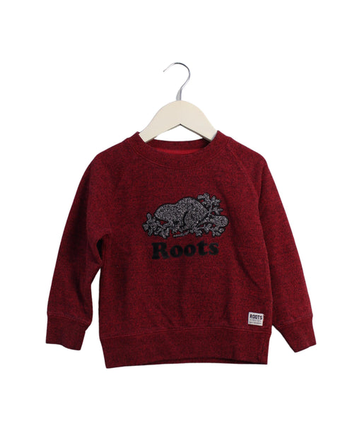 A Burgundy Crewneck Sweatshirts from Roots in size 4T for boy. (Front View)