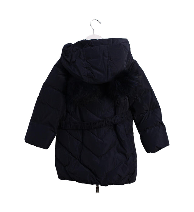 A Navy Puffer/Quilted Jackets from Monnalisa in size 3T for girl. (Back View)