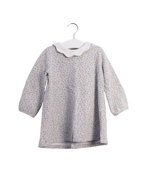A Grey Long Sleeve Dresses from Petit Bateau in size 12-18M for girl. (Front View)