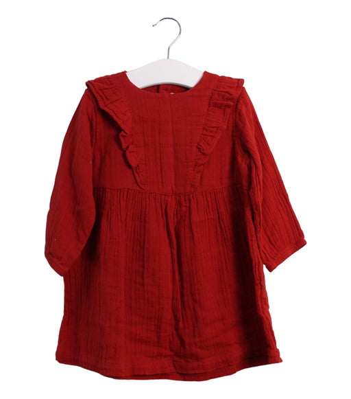 A Red Long Sleeve Dresses from Petit Bateau in size 18-24M for girl. (Front View)