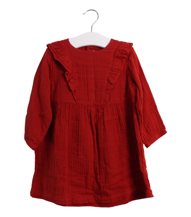 A Red Long Sleeve Dresses from Petit Bateau in size 18-24M for girl. (Front View)
