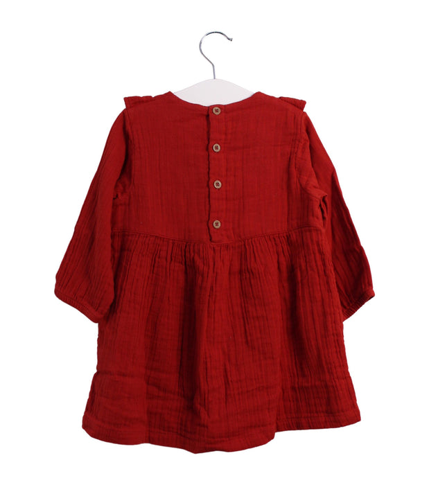 A Red Long Sleeve Dresses from Petit Bateau in size 18-24M for girl. (Back View)