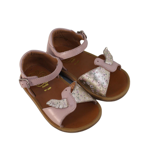 A Pink Sandals from Pom d’Api in size 18-24M for girl. (Front View)