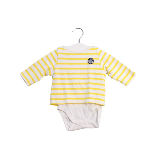 A Yellow Long Sleeve Bodysuits from Petit Bateau in size 0-3M for boy. (Front View)