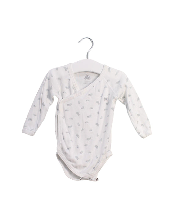 A White Long Sleeve Bodysuits from Petit Bateau in size 6-12M for boy. (Front View)
