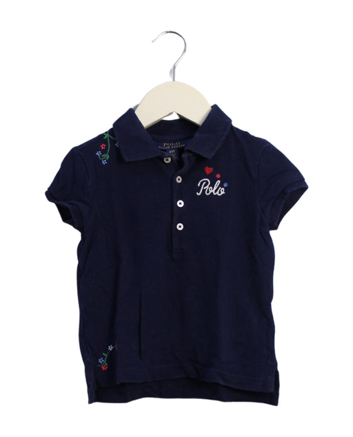 A Navy Short Sleeve Polos from Polo Ralph Lauren in size 4T for girl. (Front View)