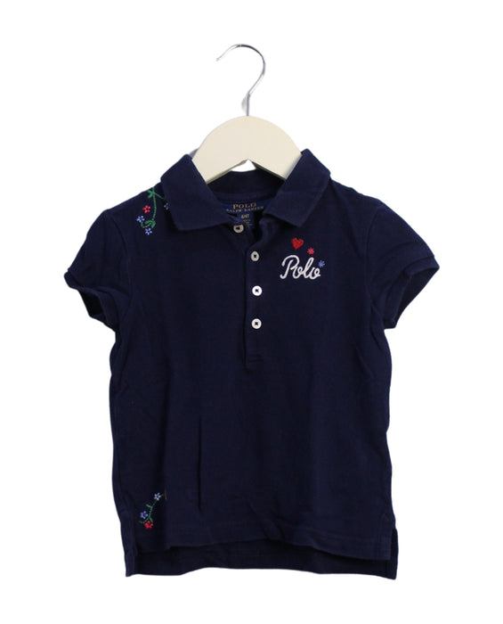 A Navy Short Sleeve Polos from Polo Ralph Lauren in size 4T for girl. (Front View)