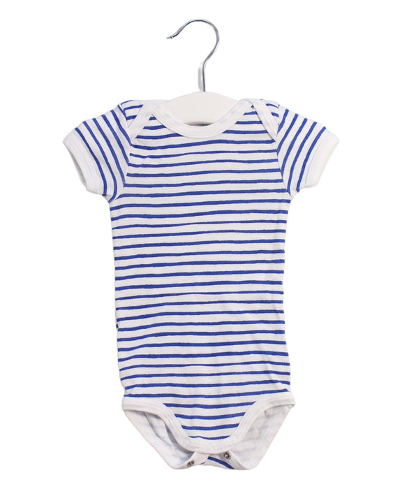 A Blue Short Sleeve Bodysuits from Petit Bateau in size 3-6M for boy. (Front View)