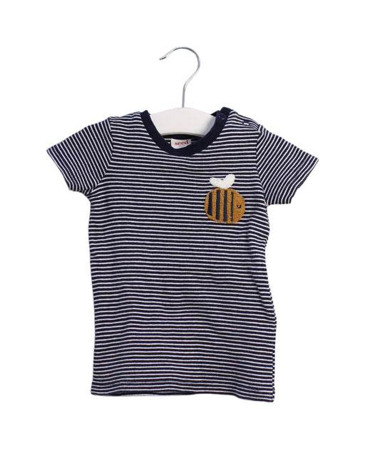 A Navy Short Sleeve Tops from Seed in size 3-6M for boy. (Front View)