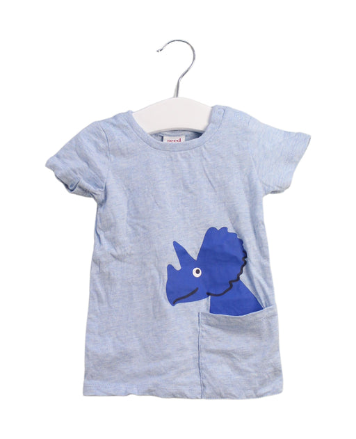 A Blue Short Sleeve T Shirts from Seed in size 3-6M for boy. (Front View)
