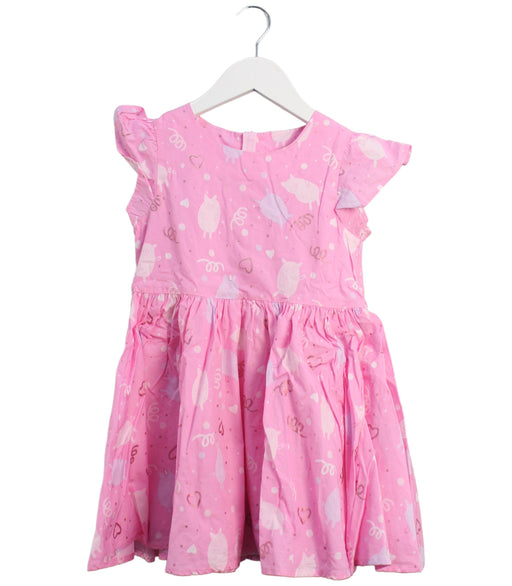 A Pink Short Sleeve Dresses from Seed in size 6T for girl. (Front View)