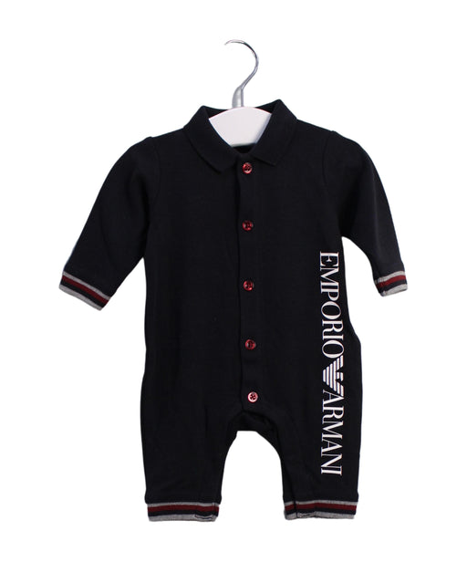 A Navy Long Sleeve Jumpsuits from Emporio Armani in size 0-3M for boy. (Front View)