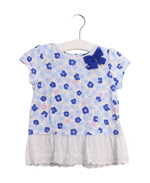 A Blue Short Sleeve Tops from Miki House in size 18-24M for girl. (Front View)