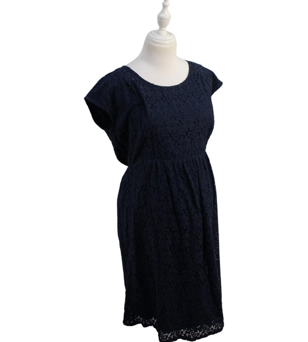 A Navy Short Sleeve Dresses from Seraphine in size S for maternity. (Front View)