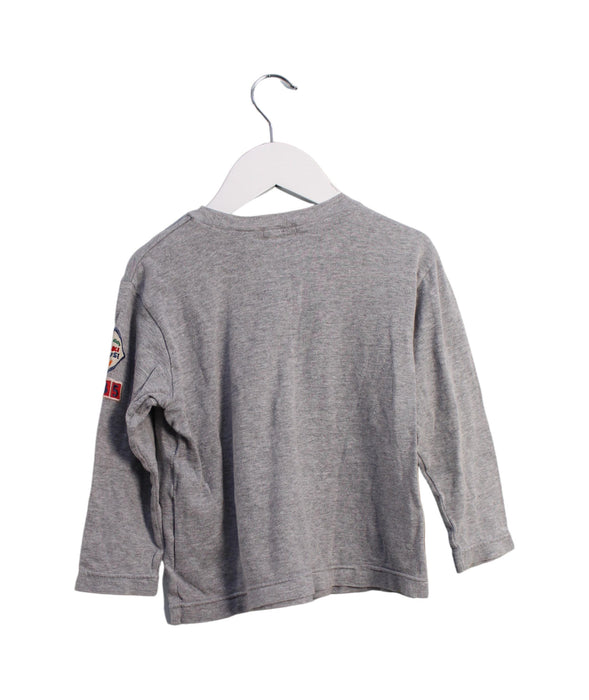 A Grey Long Sleeve Tops from Miki House in size 2T for boy. (Back View)