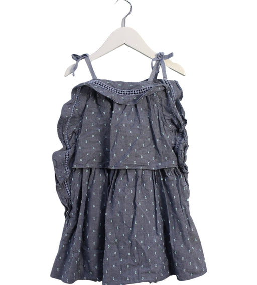A Blue Sleeveless Dresses from Velveteen in size 3T for girl. (Front View)