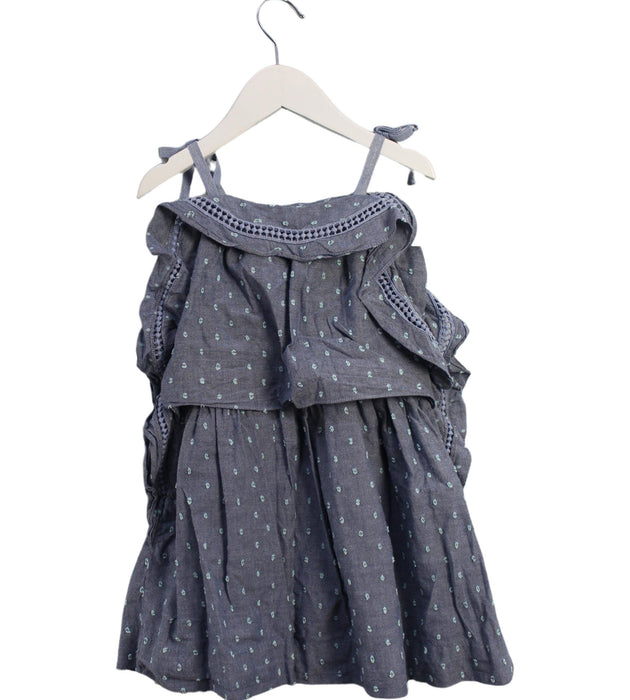 A Blue Sleeveless Dresses from Velveteen in size 3T for girl. (Back View)