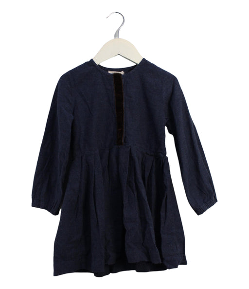 A Navy Long Sleeve Dresses from Siseo Olive in size 4T for girl. (Front View)