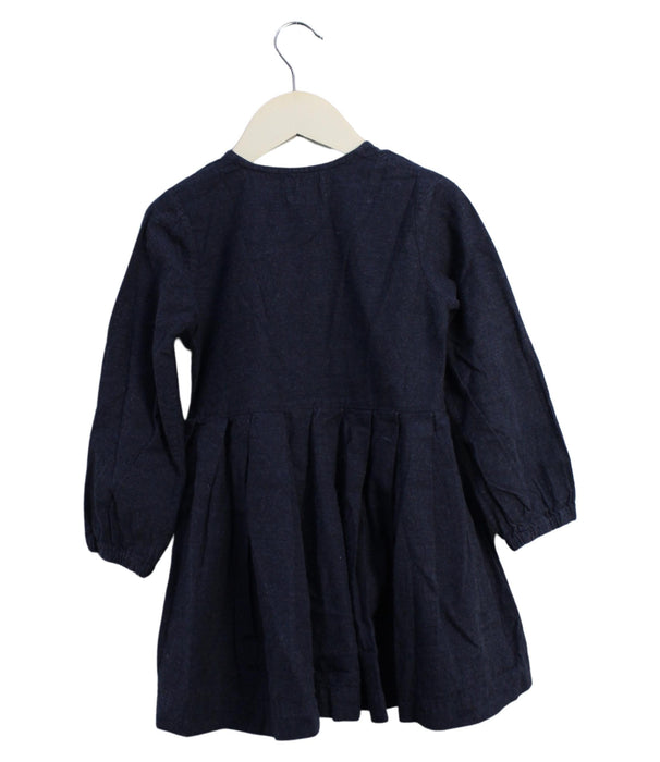 A Navy Long Sleeve Dresses from Siseo Olive in size 4T for girl. (Back View)