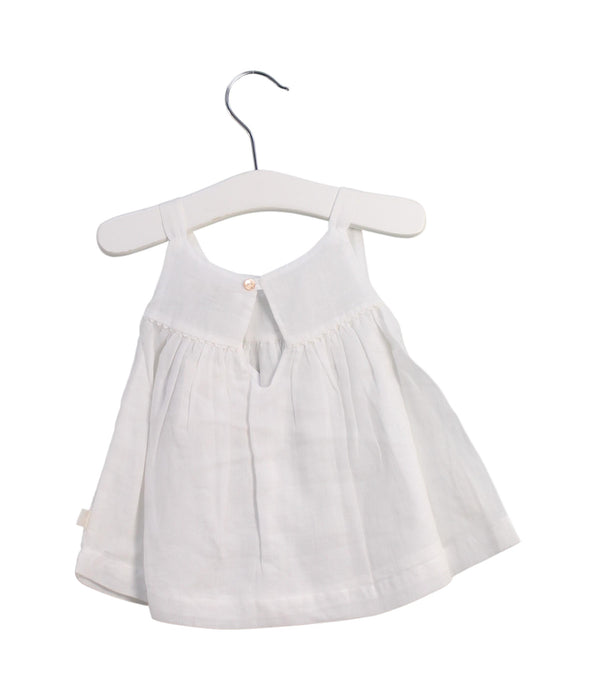 A White Sleeveless Tops from Les Enfantines in size 0-3M for girl. (Back View)