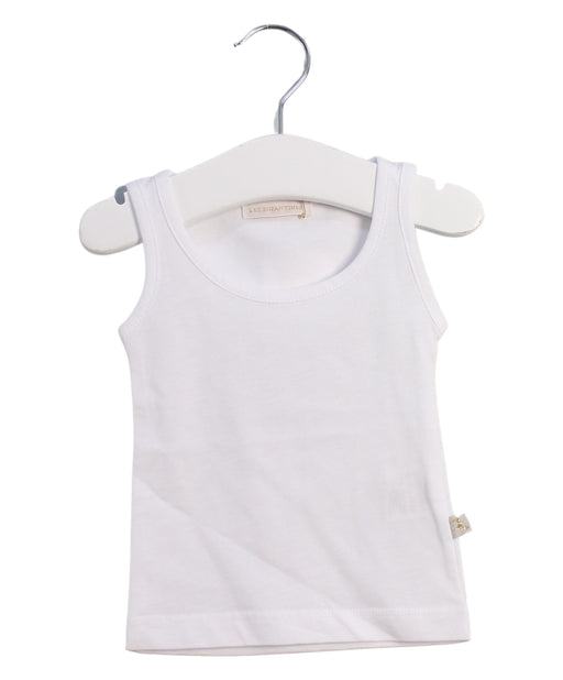 A White Sleeveless Tops from Les Enfantines in size 0-3M for neutral. (Front View)