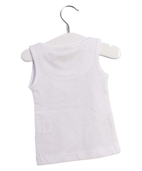 A White Sleeveless Tops from Les Enfantines in size 0-3M for neutral. (Back View)