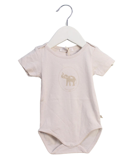 A Pink Short Sleeve Bodysuits from Les Enfantines in size 3-6M for girl. (Front View)